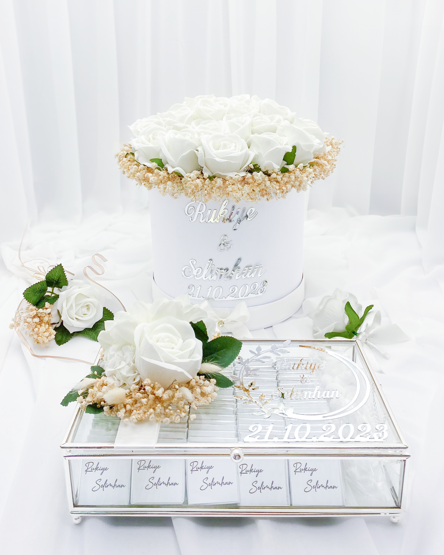 Set mit 2 Samtrosen – SILBER
