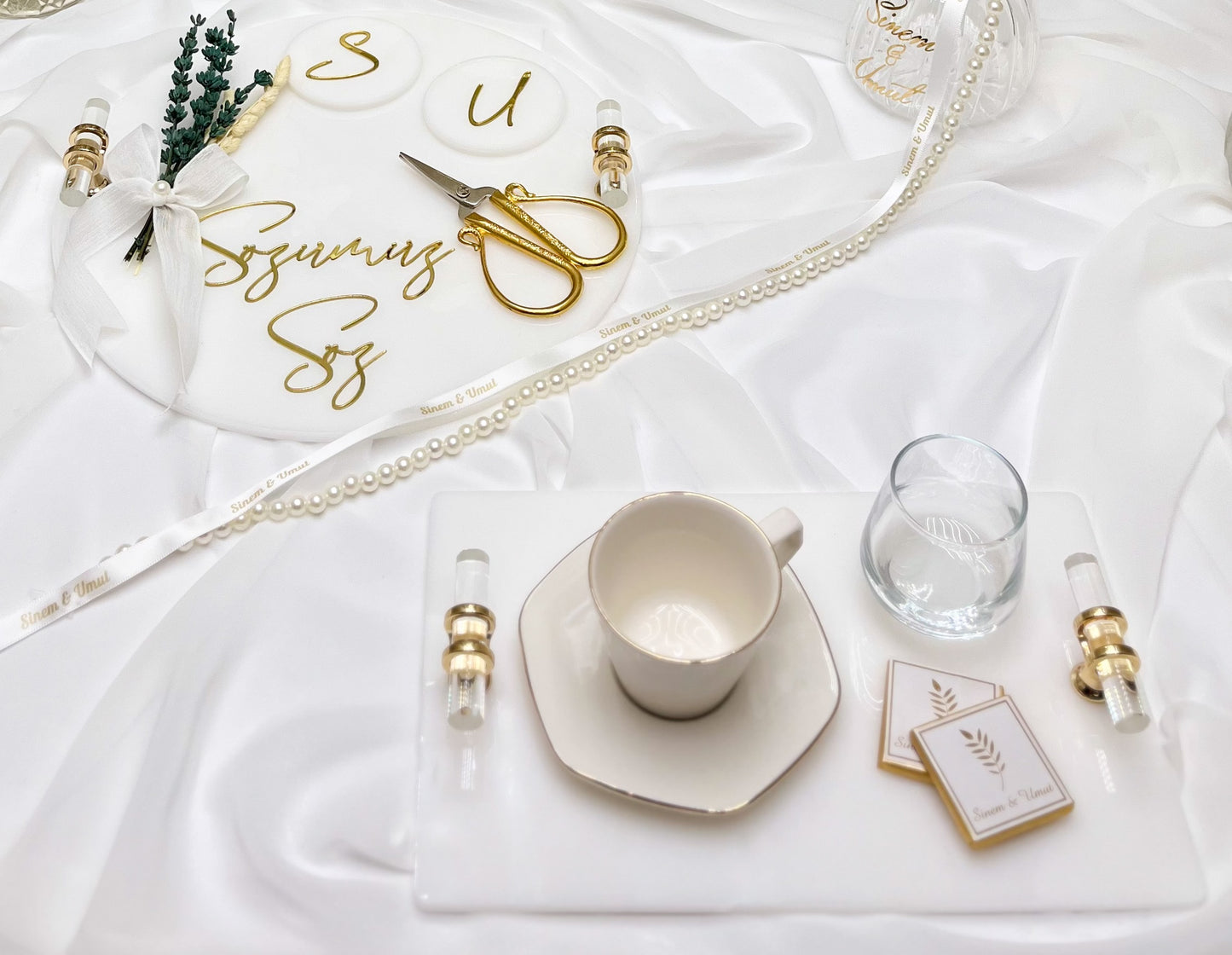 Lavendel GOLD - Tablett-Set