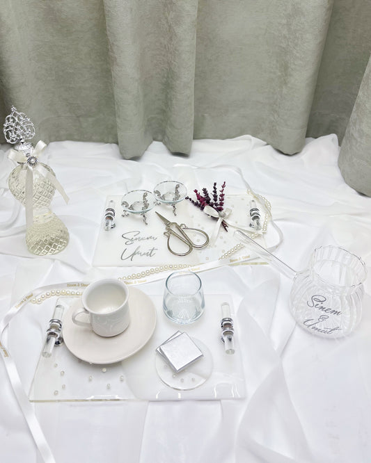 Lavendel SILBER - Tablett-Set