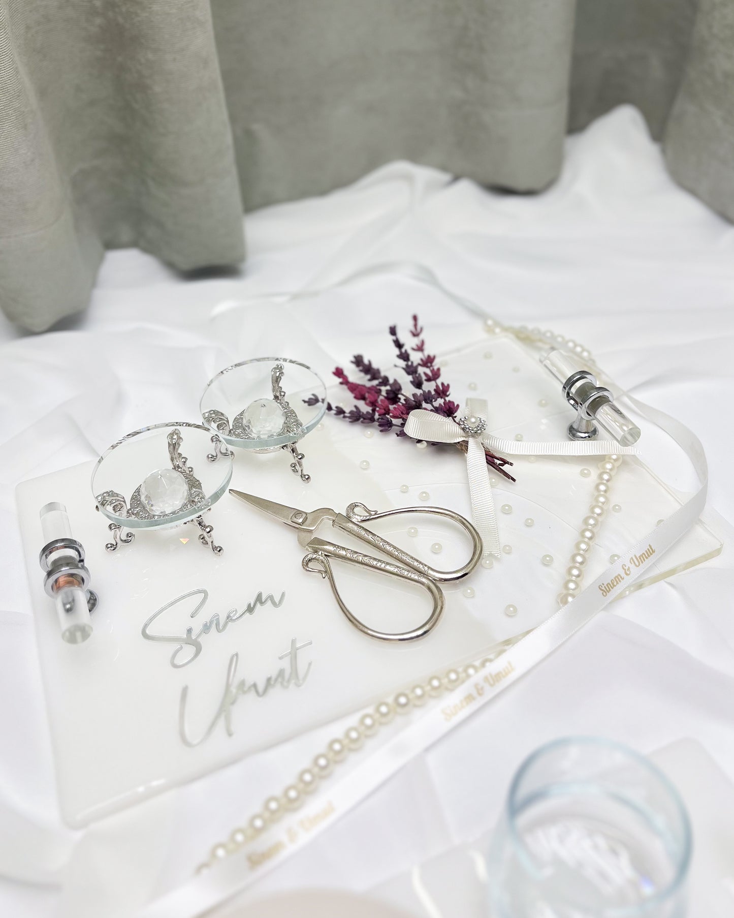 Lavendel SILBER - Tablett-Set